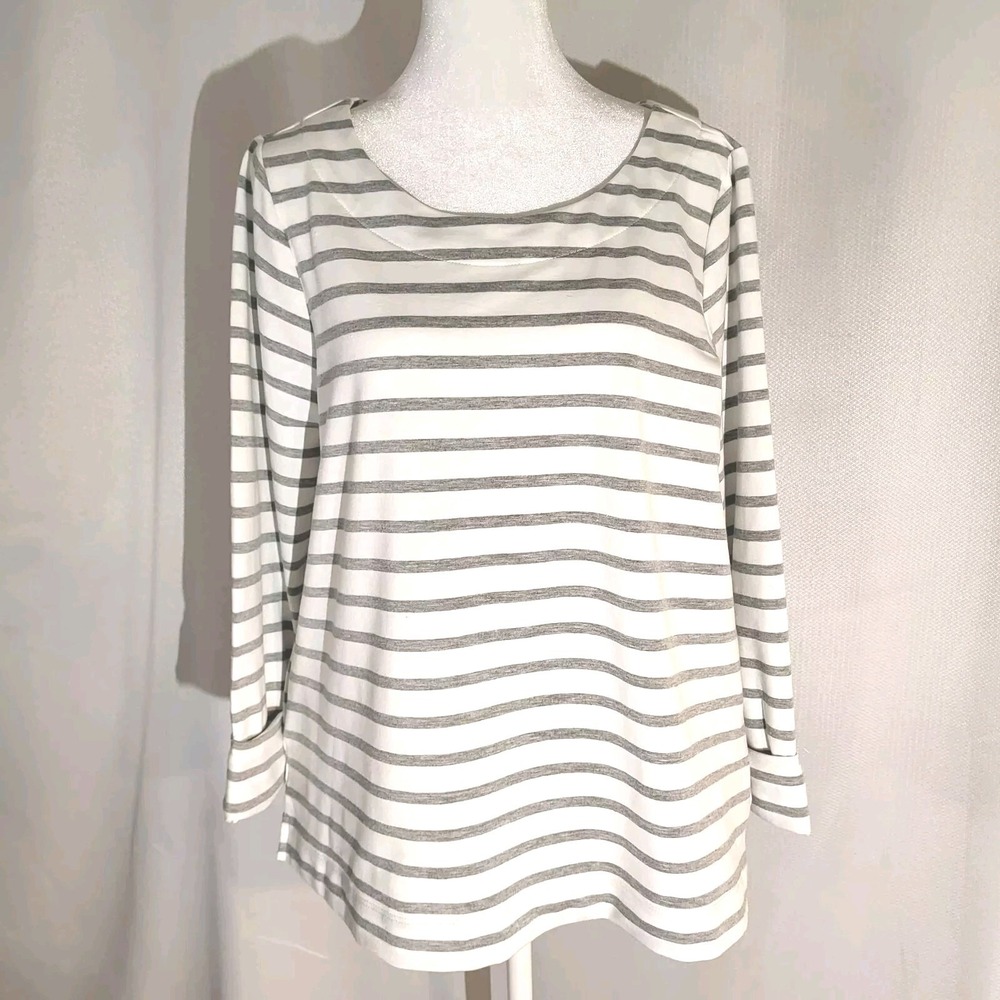 NWT Shannon Passero Gray/White Stripe Brooklyn Pullover Top Womens XS
